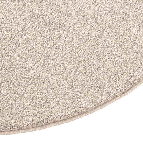 Kurzflor Teppich | Flauschiger Flachflor für Wohnzimmer, Esszimmer, Schlafzimmer oder Kinderzimmer | Creme Rund